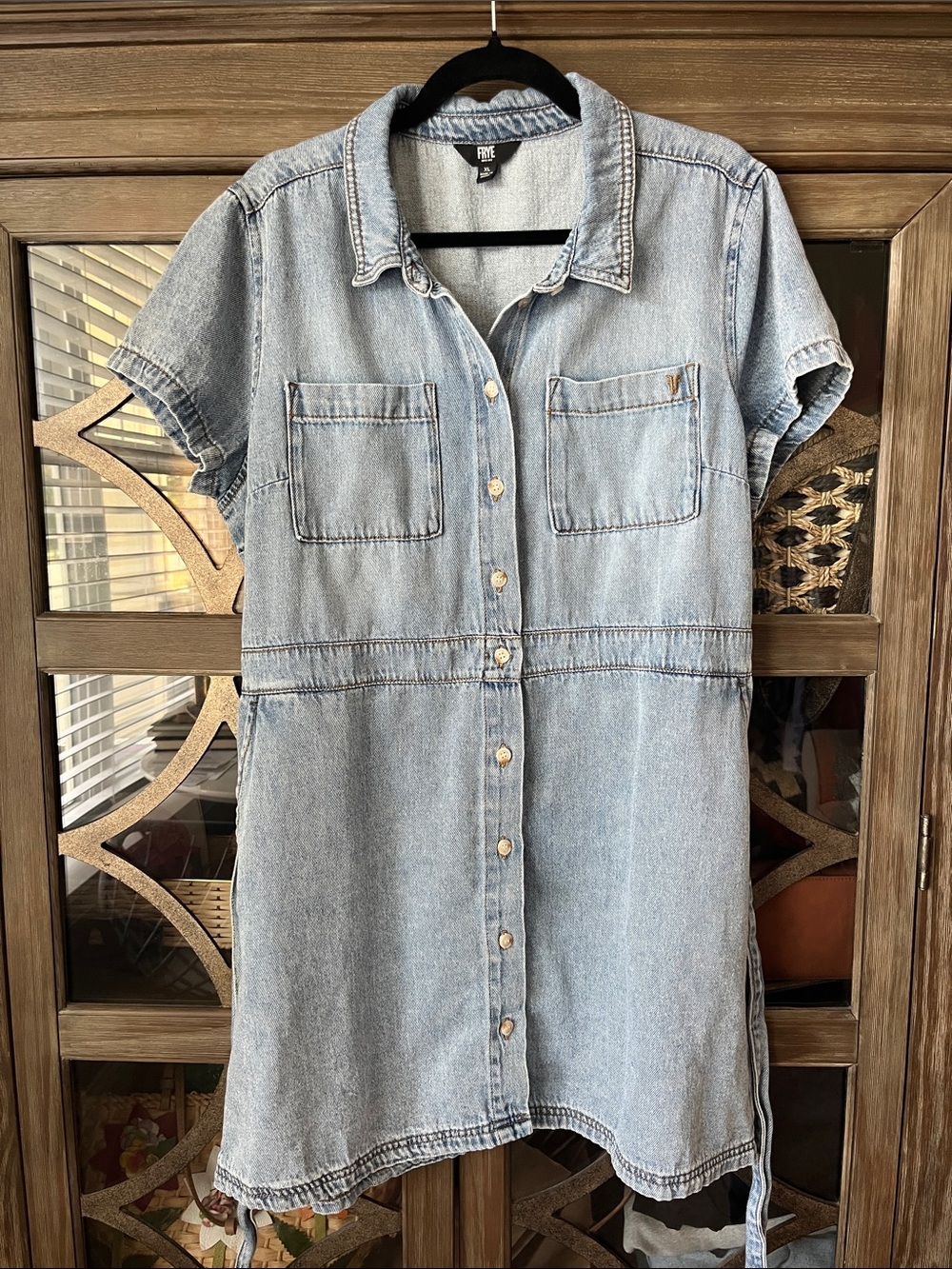Frye SOFT AF Light Blue Denim Short Sleeve Shirt Dress